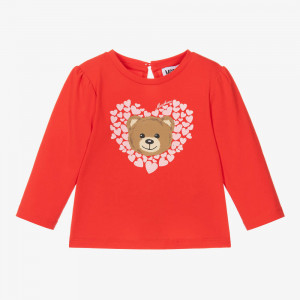 Dievčenské tričko s potlačou TEDDY Bear červené MOSCHINO