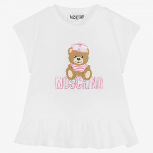 Dievčenské tunika s volánikom biele Teddy Bear MOSCHINO