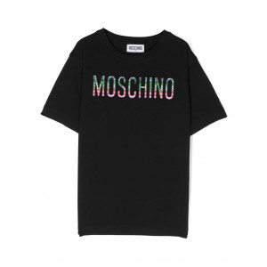 Dievčenské tričko s logom čierne MOSCHINO